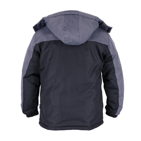 KURTKA OCHRONNA OCIEPLANA OSVALD MĘSKA ZIMOWA, ODBLASKOWE ELEMENTY, CZARNO-SZARA