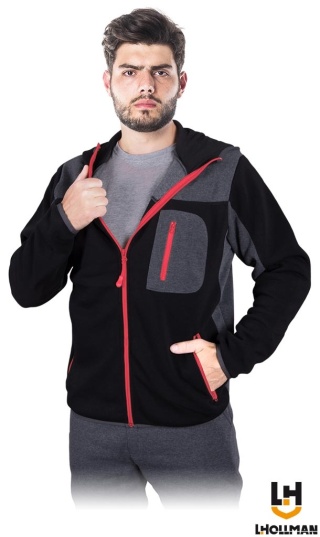 BLUZA OCHRONNA SCOTER DRESOWA Z KAPTUREM, CZARNO-SZARO-CZERWONA