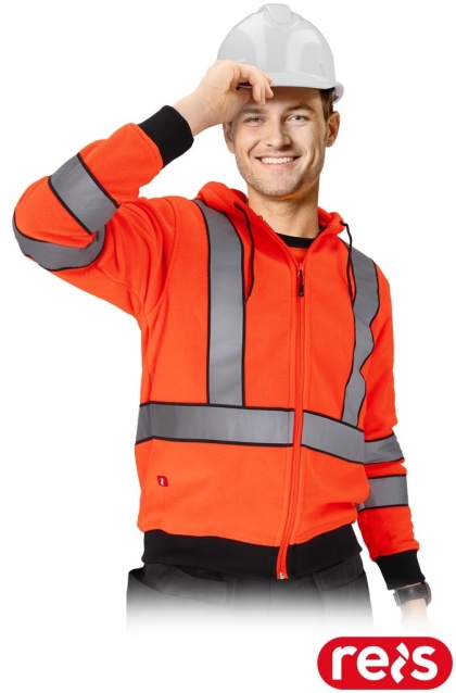 BLUZA OCHRONNA Z POLARU LUMINO MĘSKA PASY ODBLASKOWE POMARAŃCZOWA