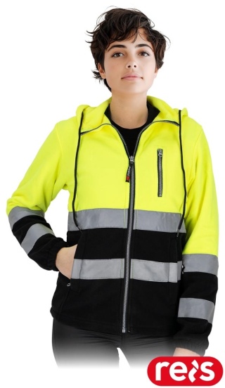 BLUZA OCHRONNA Z POLARU MANTIS PASY ODBLASKOWE GRANATOWO-ŻÓŁTA