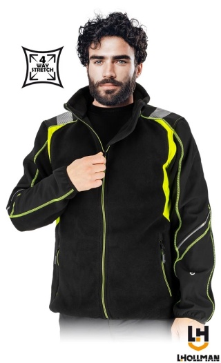 BLUZA OCHRONNA Z POLARU SOFTSHELL TAYGER SOFTSHELL 4 KIERUNKOWY STRETCH, STRECZ, CZARNO-ŻÓŁTA