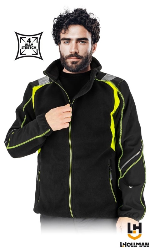 BLUZA OCHRONNA Z POLARU SOFTSHELL TAYGER SOFTSHELL 4 KIERUNKOWY STRETCH, STRECZ, CZARNO-ŻÓŁTA