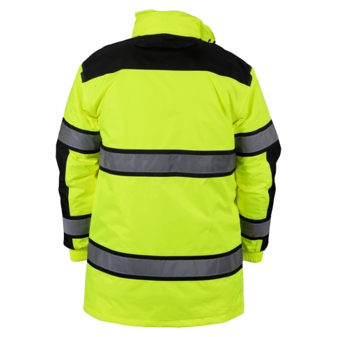 KURTKA OCHRONNA OCIEPLANA ZIMOWA OSTRZEGAWCZA MILLING PRZEDŁUŻANA ŻÓŁTO-CZARNA