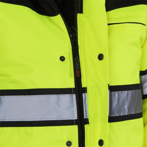 KURTKA OCHRONNA OCIEPLANA ZIMOWA OSTRZEGAWCZA MILLING PRZEDŁUŻANA POMARAŃCZOWO-CZARNA