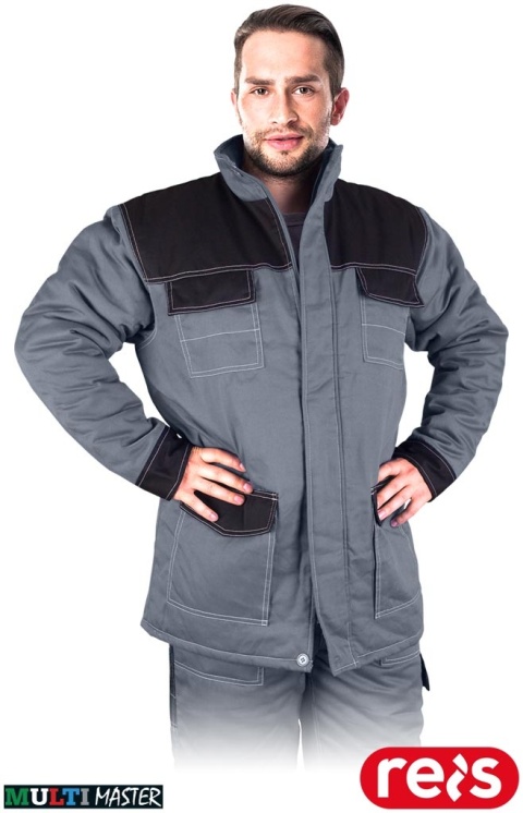 KURTKA OCHRONNA OCIEPLANA ZIMOWA MMWJL PIKOWANA PODSZEWKA SZARO-CZARNA