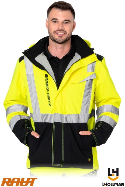 KURTKA OCHRONNA OCIEPLANA RAUTEXW ZÓŁTA, STRECZ, RIP-STOP PCHRONA PRZED ROZDARCIEM, MEMBRANA,
