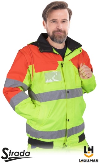 KURTKA OCHRONNA OCIEPLANA STRADA OSTRZEGAWCZA, ZÓŁTO-POMARAŃCZOWA