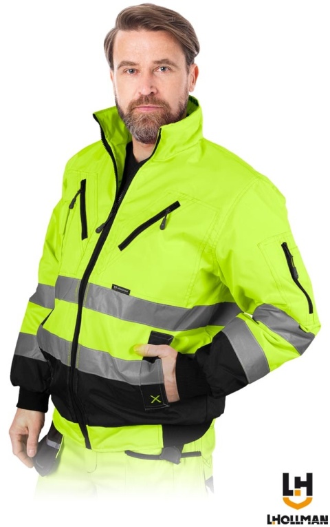 KURTKA OCHRONNA OCIEPLANA XVERT ZIMOWA MĘSKA OSTRZEGAWCZA ZÓŁTO-CZARNA