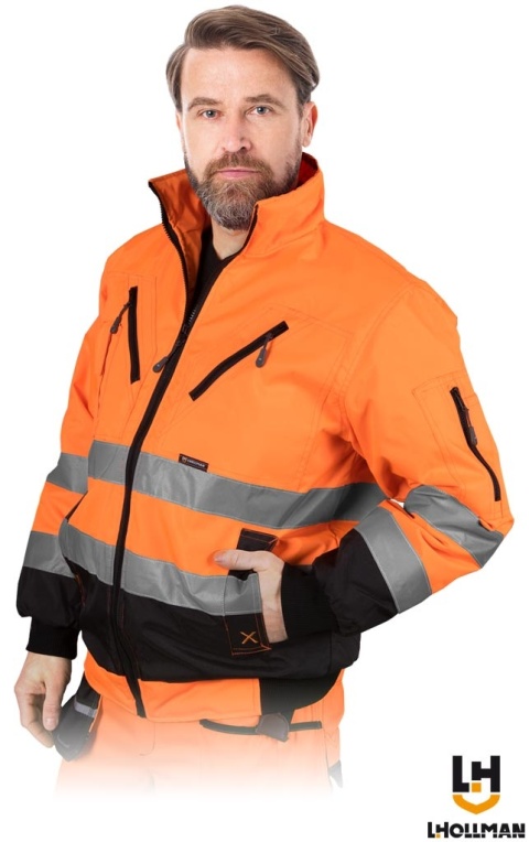 KURTKA OCHRONNA OCIEPLANA XVERT ZIMOWA MĘSKA OSTRZEGAWCZA POMARAŃCZOWO-CZARNA