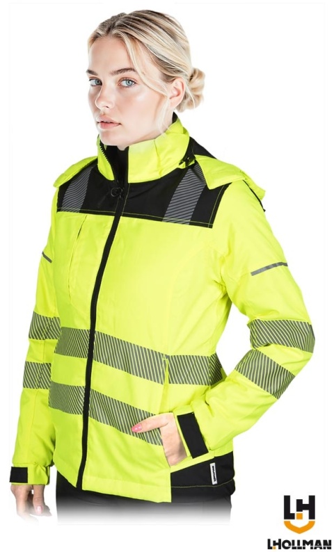 KURTKA OCHRONNA ZIMOWA OCIEPLANA DAMSKA OSTRZEGAWCZA VOLTER ŻÓŁTO-CZARNA