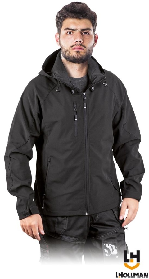 KURTKA OCHRONNA WEINFELD SOFTSHELL, SIATECZKOWE KIESZENIE CZARNA