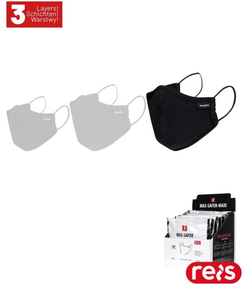 MASECZKA HIGIENICZNA WIELOKROTNEGO UŻYTKU SAFER-MAXI 20SZT CZARNE