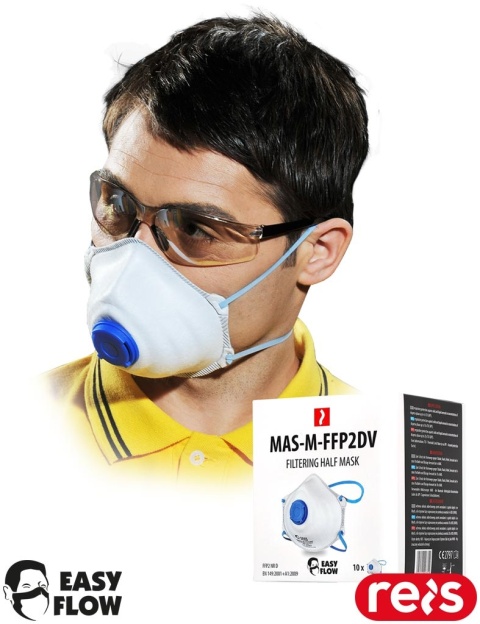 PÓŁMASKA OCHRONNA FFP2DV Z ZAWORKIEM 10SZT BIAŁE