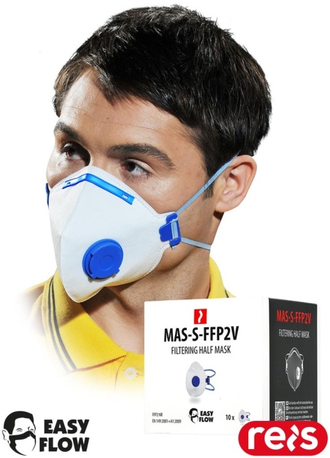 PÓŁMASKA OCHRONNA FFP2V Z ZAWORKIEM 10SZT BIAŁE