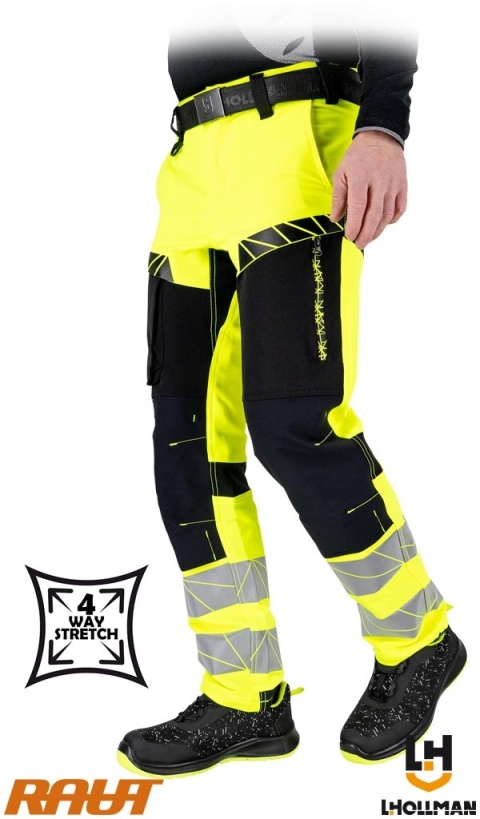 SPODNIE OCHRONNE DO PASA RAUTEX ZÓŁTE, 4 KIERUNKOWY STRECZ, ELASTYCZNE, RIP-STOP OCHRONA PRZED ROZDARCIEM