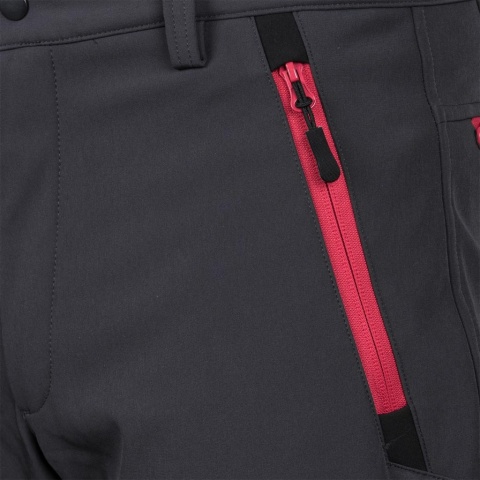 SPODNIE OCHRONNE DO PASA SHELLWORK SOFTSHELL, MEMBRANA, SZARO-CZARNO-CZERWONE