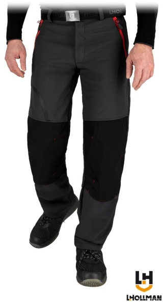 SPODNIE OCHRONNE DO PASA SHELLWORK SOFTSHELL, MEMBRANA, SZARO-CZARNO-CZERWONE