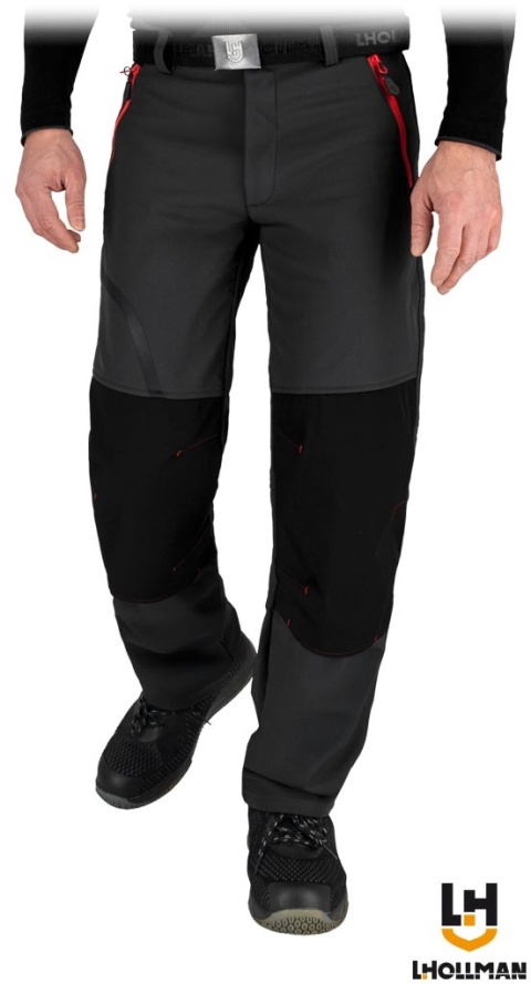 SPODNIE OCHRONNE DO PASA SHELLWORK SOFTSHELL, MEMBRANA, SZARO-CZARNO-CZERWONE