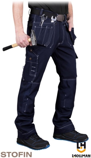 SPODNIE OCHRONNE DO PASA STONER BAWEŁNIANE, DLA MONTERÓW, GRANATOWE