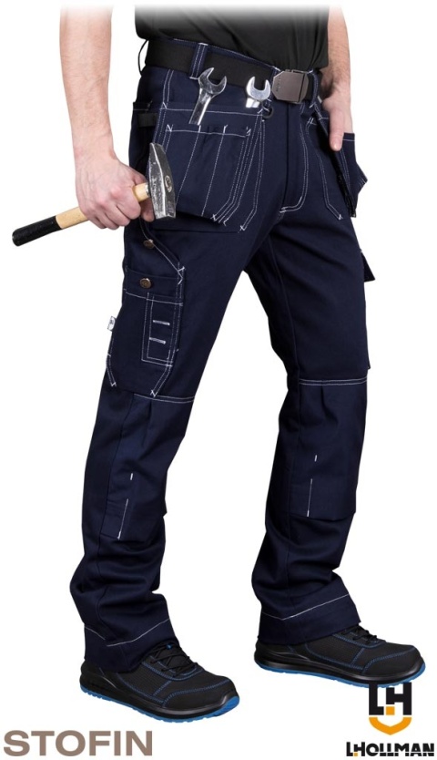 SPODNIE OCHRONNE DO PASA STONER BAWEŁNIANE, DLA MONTERÓW, GRANATOWE