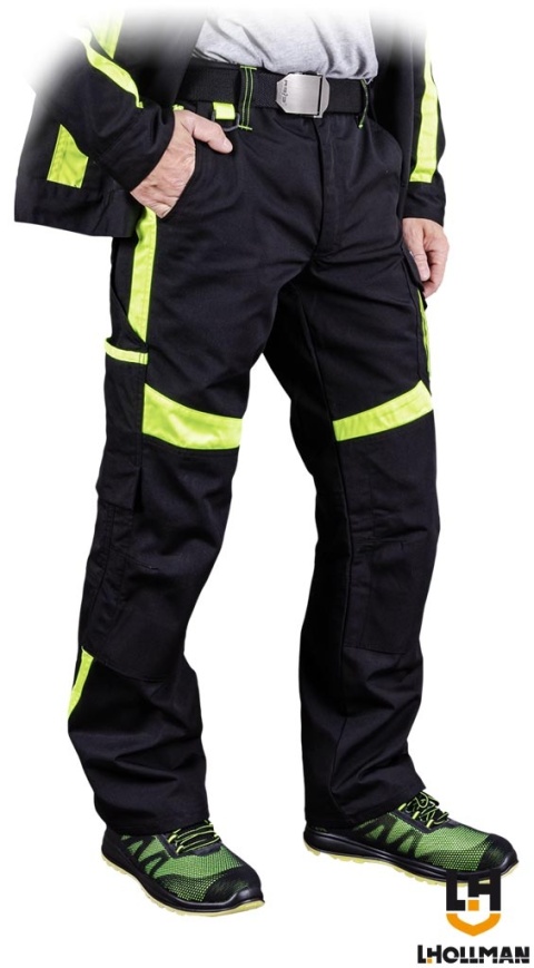 SPODNIE OCHRONNE DO PASA TANZO, GUMKI W PASIE, KIESZENIE NA NAKOLANNIKI, CZARNO-ŻÓŁTE