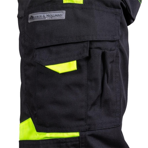 SPODNIE OCHRONNE DO PASA TANZO, GUMKI W PASIE, KIESZENIE NA NAKOLANNIKI, CZARNO-ŻÓŁTE