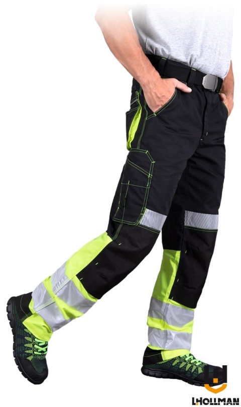 SPODNIE OCHRONNE DO PASA THORVIS, REGULACJA, KIESZENIE NA NAKOLANNIKI CZARNO-ZÓŁTE