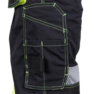 SPODNIE OCHRONNE DO PASA THORVIS, REGULACJA, KIESZENIE NA NAKOLANNIKI CZARNO-ZÓŁTE