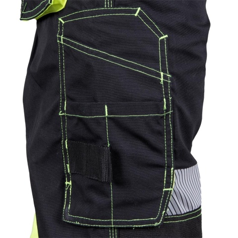 SPODNIE OCHRONNE DO PASA THORVIS, REGULACJA, KIESZENIE NA NAKOLANNIKI CZARNO-ZÓŁTE