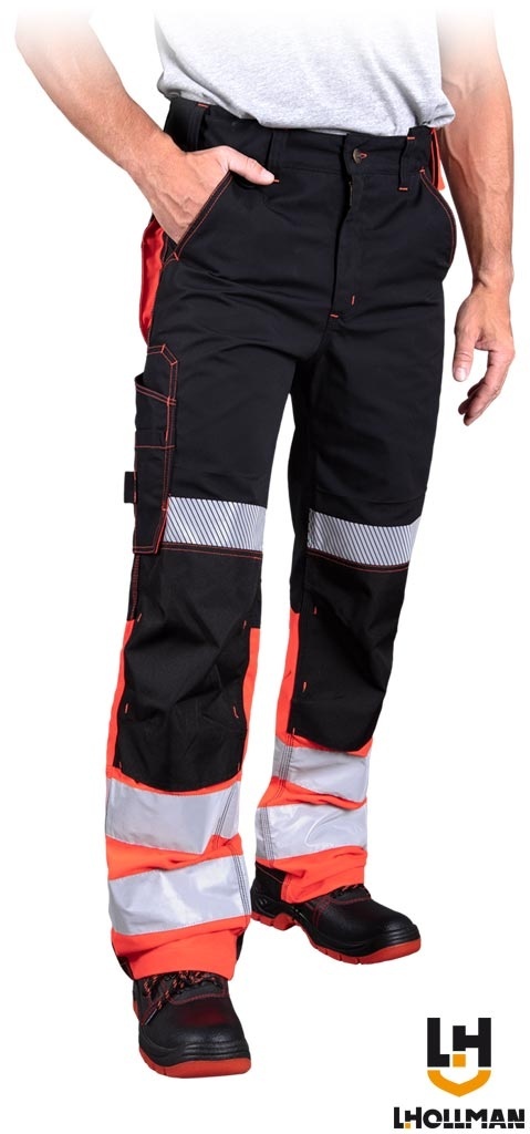 SPODNIE OCHRONNE DO PASA THORVIS, REGULACJA, KIESZENIE NA NAKOLANNIKI CZARNO-CZERWONE