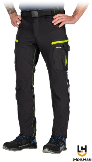 SPODNIE OCHRONNE DO PASA TRACER MĘSKIE, UCHWYT NA MŁOTEK CZARNO-ŻÓŁTE