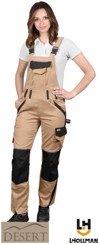 SPODNIE OCHRONNE OGRODNICZKI SAND, SIATECZKA, KIESZENIE NA NAKOLANNIKI, BEŻOWO-CZARNE