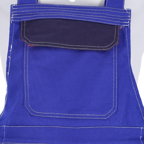 SPODNIE OCHRONNE OGRODNICZKI SPECWELD TRUDNOPALNE NIEBIESKO-GRANATOWO-POMARAŃCZOWE