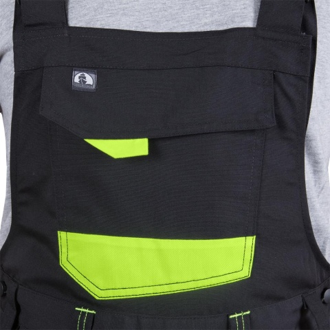 SPODNIE OCHRONNE OGRODNICZKI TANZOW, TKANE, GUMKI W PASIE, CZARNO-ŻÓŁTE