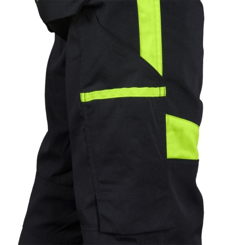 SPODNIE OCHRONNE OGRODNICZKI TANZOW, TKANE, GUMKI W PASIE, CZARNO-ŻÓŁTE