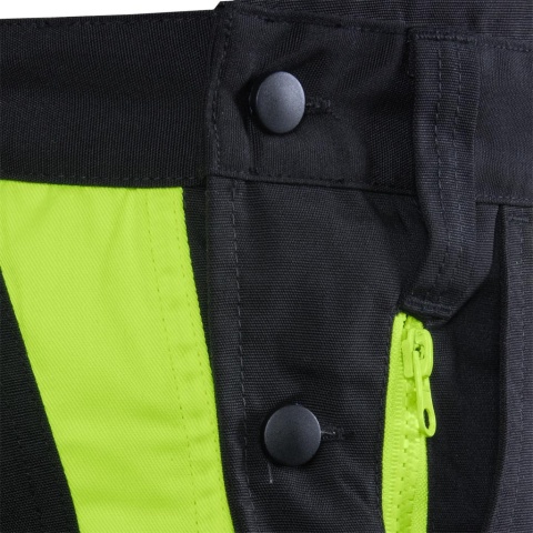 SPODNIE OCHRONNE OGRODNICZKI TANZOW, TKANE, GUMKI W PASIE, CZARNO-ŻÓŁTE