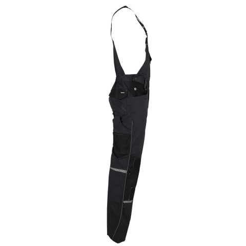 SPODNIE OCHRONNE OGRODNICZKI TAURUS KIESZENIE NA NAKOLANNIKI, ODBLASKI CZARNO-SZARE