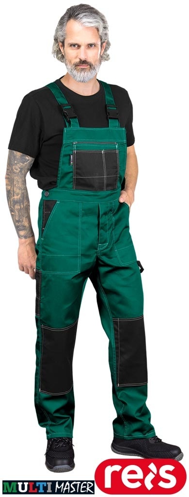 SPODNIE OCHRONNE OGRODNICZNIKI MMS MULTI MASTER REGULACJA W PASIE ZIELONO-CZARNE