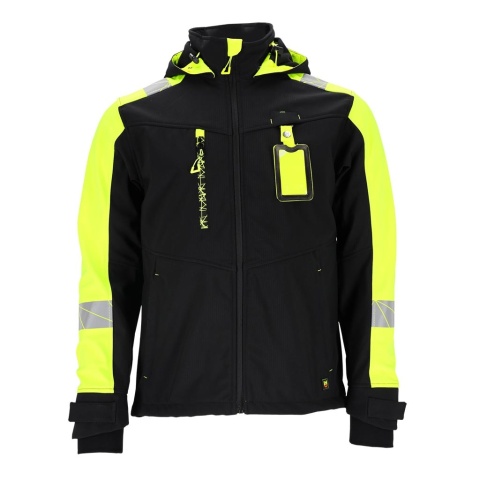 KURTKA OCHRONNA RAUT SOFTSHELL, STRECZ, MEMBRANA, RIP-STOP OCHRONA PRZED ROZDARCIEM, CZARNO-ŻÓŁTA