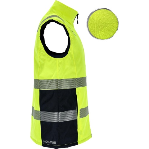 BEZRĘKAWNIK OCHRONNY OCIEPLANY LASER, RIP-STOP ODPORNE NA ROZDARCIA, ZÓŁTO-GRANATOWY