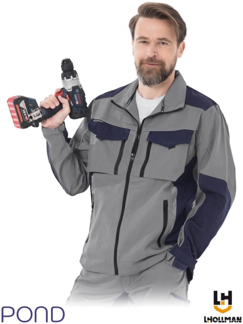 BLUZA OCHRONNA POND BAWEŁNIANA, SIATKA POD PACHAMI, ODBLASOWE ELEMENTY, SZARO-GRANATOWA