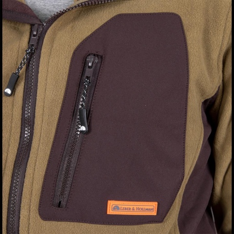 BLUZA Z POLARU OCHRONNA NEW AGE DZIANINA POLAROWA KHAKI-GRANATOWO-POMARAŃCZOWA