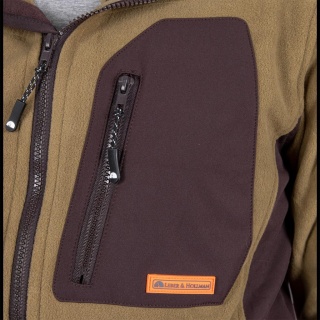 BLUZA Z POLARU OCHRONNA NEW AGE DZIANINA POLAROWA GRANATOWO-CZARNO-POMARAŃCZOWA