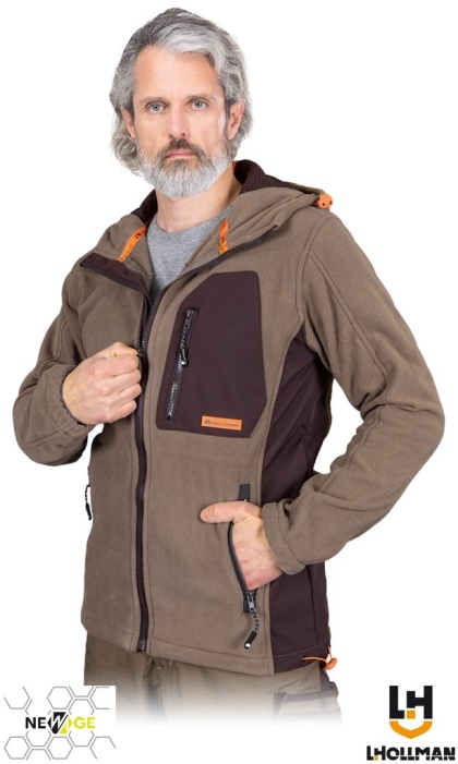 BLUZA Z POLARU OCHRONNA NEW AGE DZIANINA POLAROWA BEŻOWO-BRĄZOWO-POMARAŃCZOWA