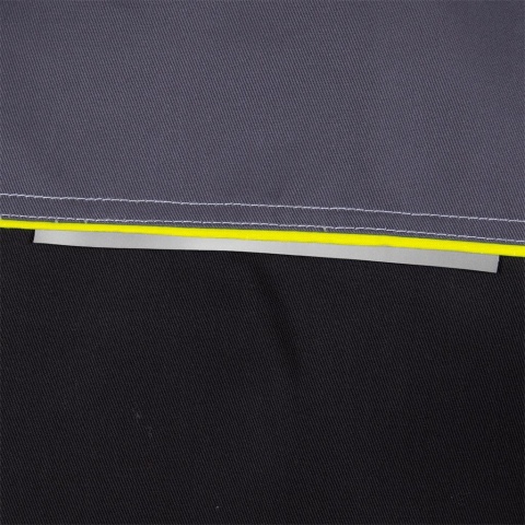 KAMIZELKA OCHRONNA MONTERSKA POCKER BEZRĘKAWNIK Z WIELOMA KIESZENIAMI, CZARNO-SZARO-ZÓŁTA