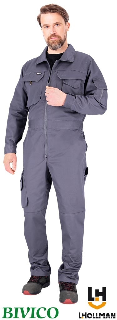 KOMBINEZON OCHRONNY OVERTER, KIESZENIE NA WKŁADKI NAKOLANNIKOWE SZARY