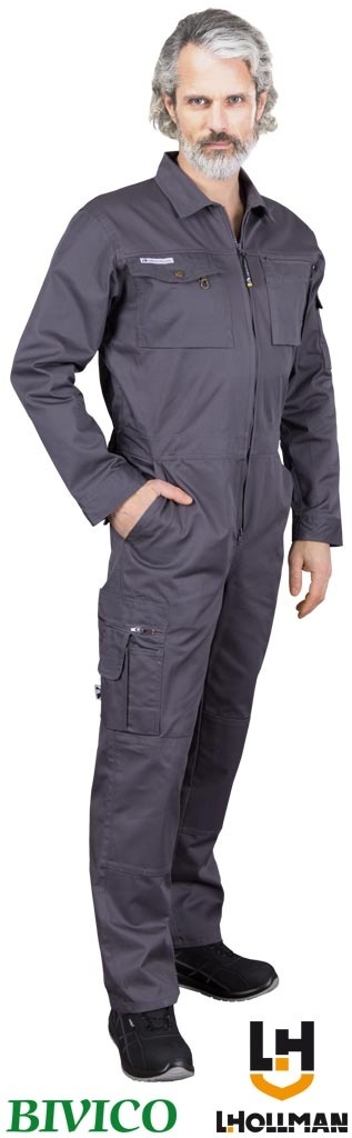 KOMBINEZON OCHRONNY OVERTER, KIESZENIE NA WKŁADKI NAKOLANNIKOWE SZARY