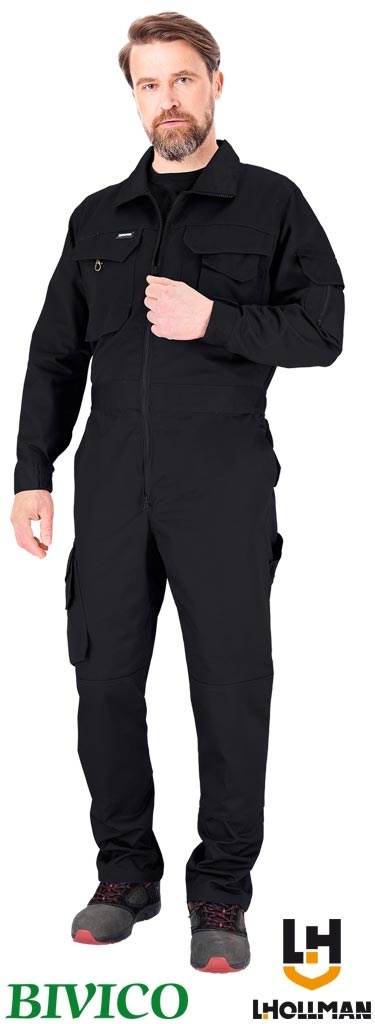 KOMBINEZON OCHRONNY OVERTER, KIESZENIE NA WKŁADKI NAKOLANNIKOWE CZARNY