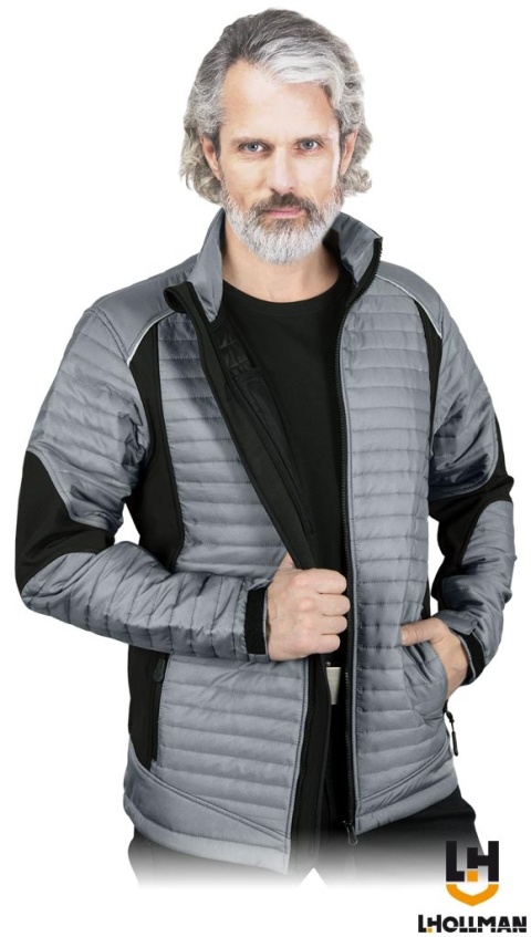 KURTKA OCHRONNA HUMMER SOFTSHELL, RIP-STOP OCHRONA PRZED ROZDARCIEM, SZARO-CZARNA