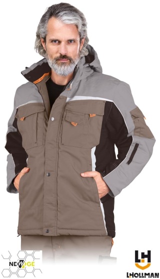 KURTKA OCHRONNA OCIEPLANA NEW AGE Z MATERIAŁU CANVAS, BEŻOWO-BRĄZOWO-POMARAŃCZOWA